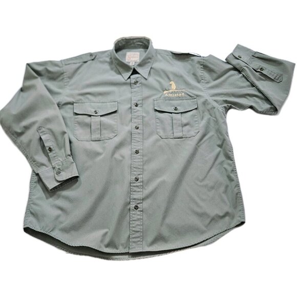 Cabela's Shirt Men XL Military Green Safari Series LS Buttons Pockets Cotton - Picture 9 of 16